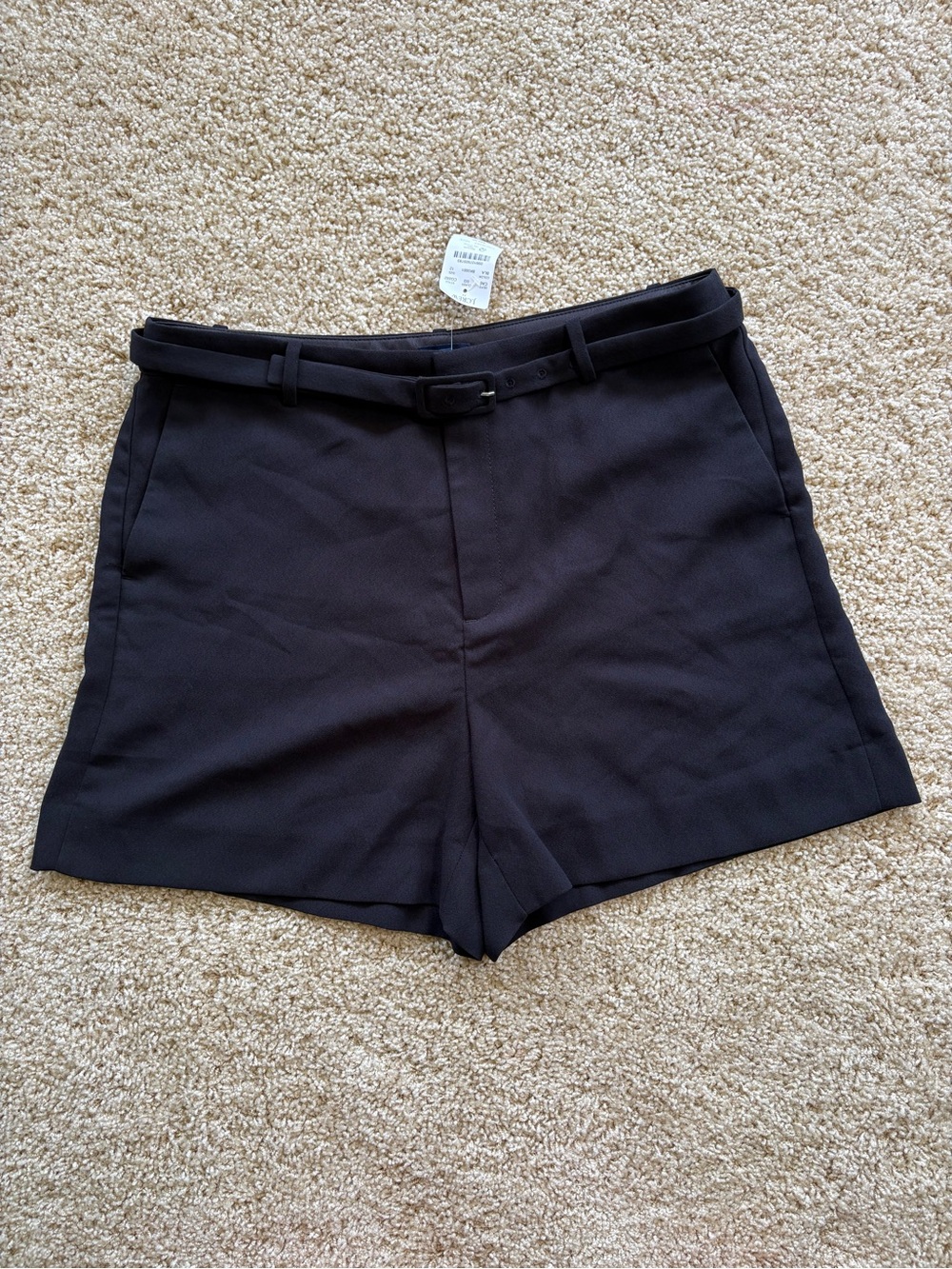 NWT J.Crew Belted Crepe Shorts Black High Rise Tailored Size 12